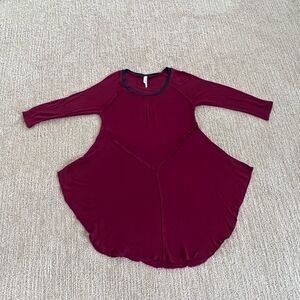 Free People Maroon 3/4 Sleeve Sweater Top